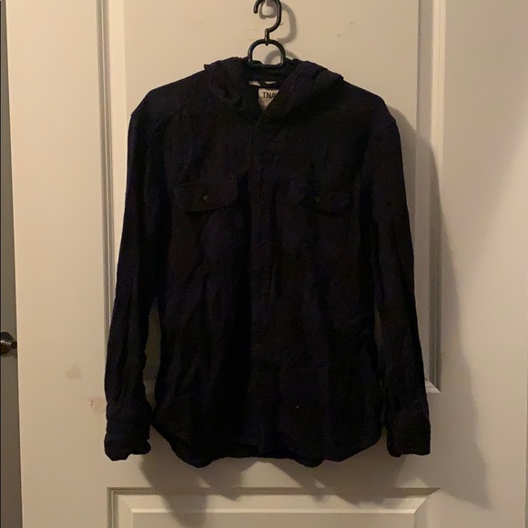 TNA (aritzia) plaid shirt with hood - Picture 1 of 3
